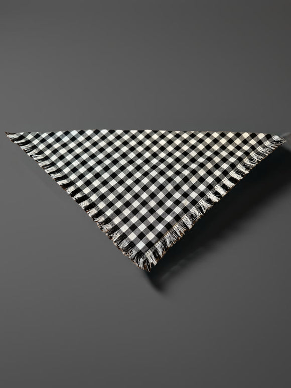Black & White Buffalo Check with Fringe